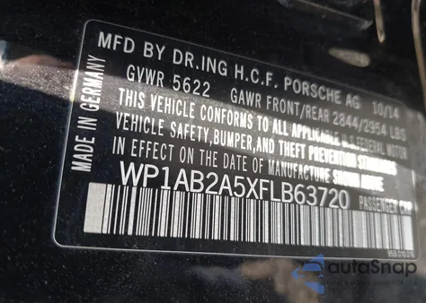 2015 Porsche Macan S z USA, uszkodzony, nr VIN WP1AB2A5XFLB63720